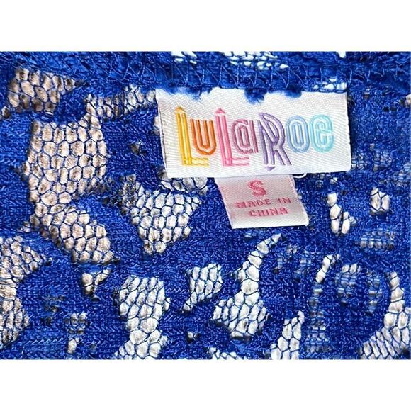 Lularoe Blue Lace Long Kimono Duster Open Cardigan SMALL Bohemian Crochet NWT - Picture 8 of 12
